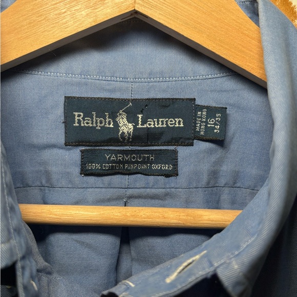 Ralph Lauren Polo Men's Blue Button-Down Shirt with Embroidered Logo 16 34/35 - Picture 3 of 6